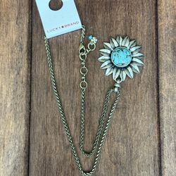 NEW Lucky Brand Turquoise Flower Pendant Necklace