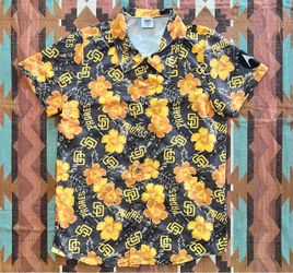 MLB San Diego Padres Brown & Gold Aloha Hawaiian Floral Shirt Unisex Medium