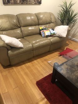 2 Leather Pull Out Sofas
