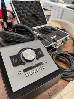 Apollo twin | x interface. AKG C214 microphone w 10 foot cord, mic stand and pop screen.
