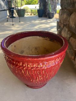 Large Red Glazed Ceramic Planter