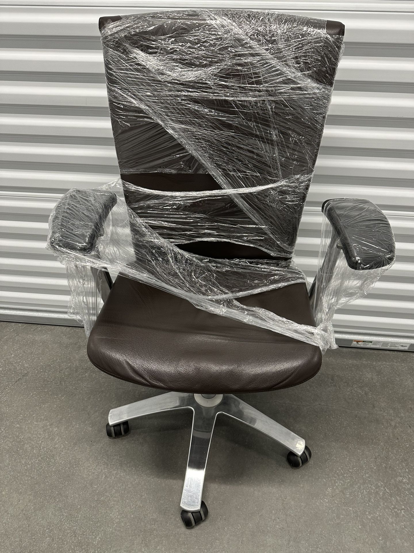Knoll Leather & Chrome Rolling Desk Chair