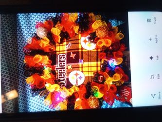 Pittsburgh Steelers Wreath One Of A Kind Custom Made Handcrafted $75