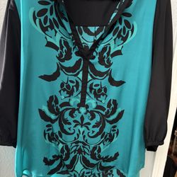 Work Blouse - XL- Green And Black