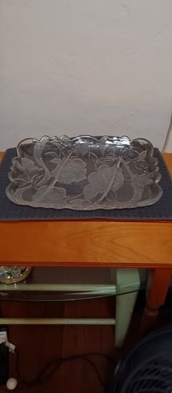 Beautiful Relish Rose Pattern Glass Tray