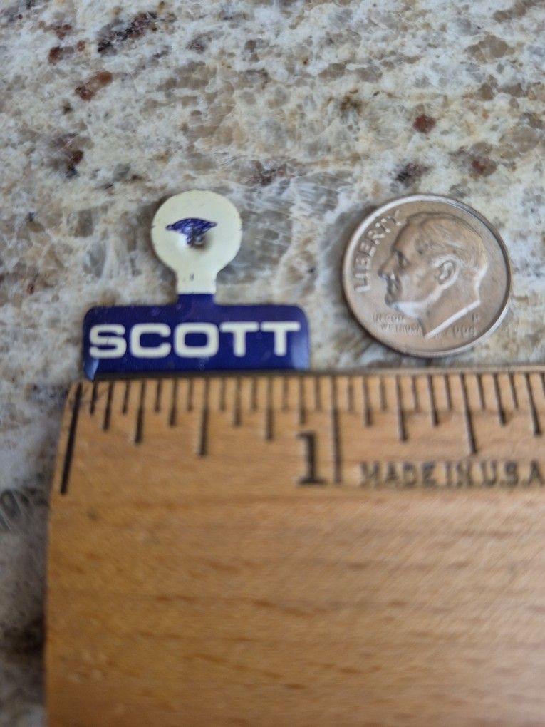 Vintage Campaign Fold Over Pin, Scott
