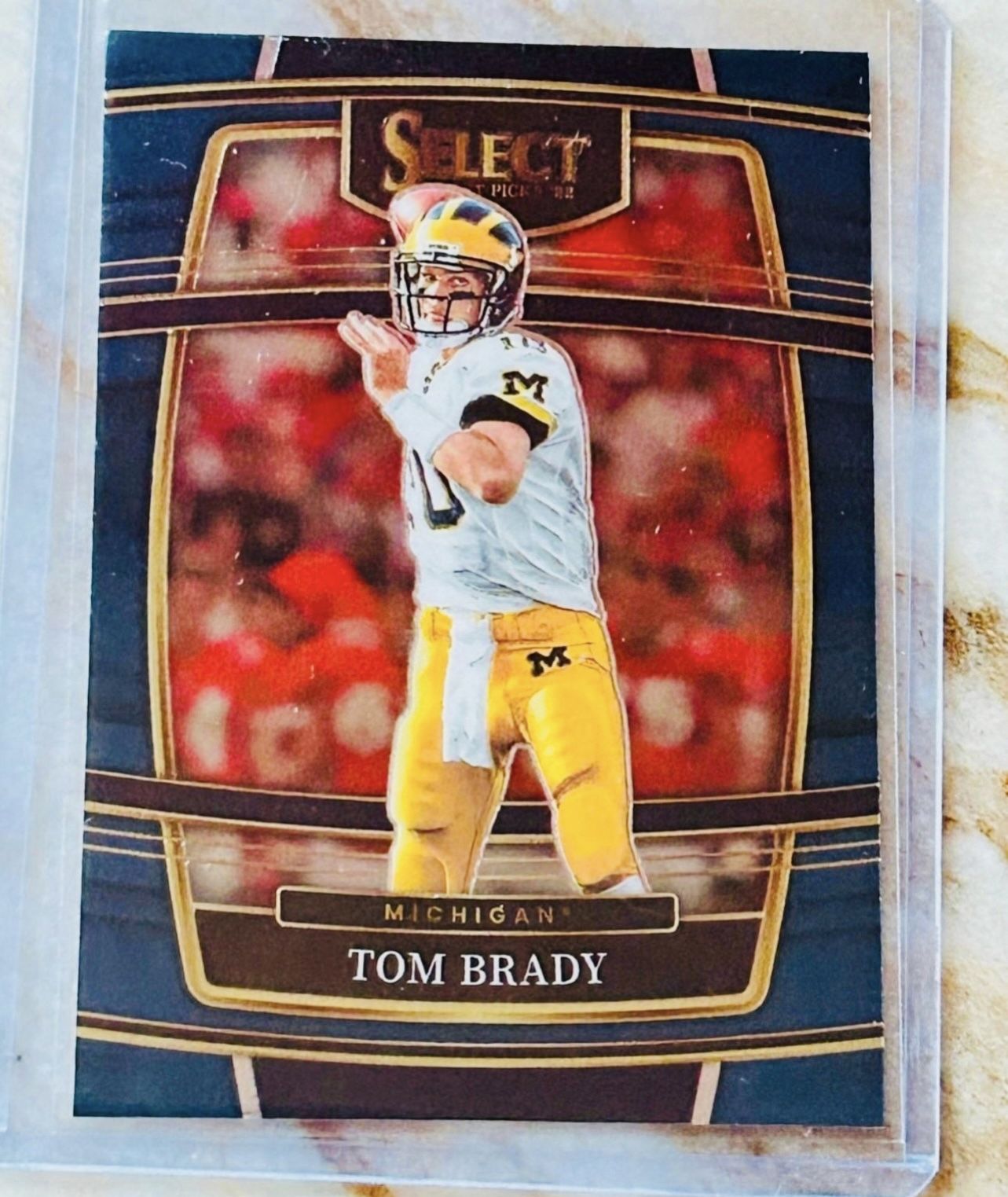 2022 Panini Select Draft Picks Michigan Tom Brady Concourse Blue Parallel Insert