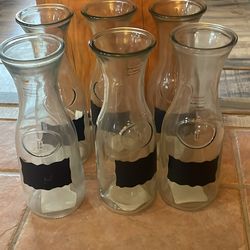 6 pc glass vases