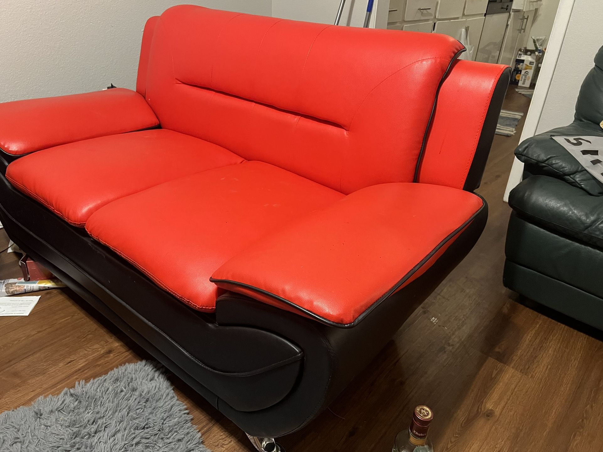 Red Leather Couch. Used For 9 Months