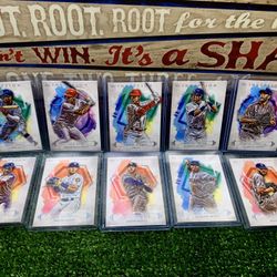 2019 Topps Inception Baseball Cards Juan Soto Alex Bregman Yelich Ohtani Ozzie Albies Kershaw Dodgers Braves Red Sox Angels Astros