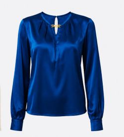 Women satin top long sleeve blouse