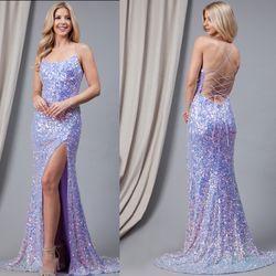 New With Tags Sequin Lilac Formal Dress & Prom Dress $225
