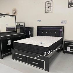 Bedroom Set Bed Frame, Dresser Night Stand, Mirror Chest and Mattress Sold Separately 💚No Needed Credit Check 💛 $39 Down Payment with Financing