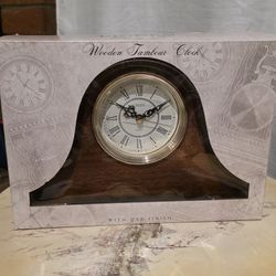 Vintage Linden Quartz Wooden Tambour Clock Oak Finish New