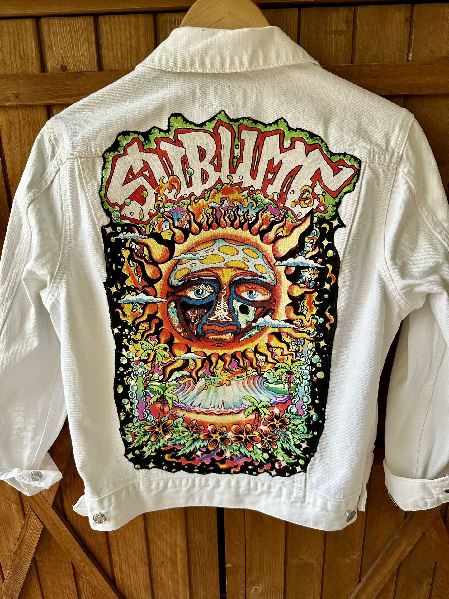 Men's Enhanced Sublime White Jean Jacket-Large