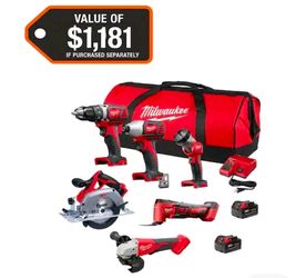 M18 18-Volt Lithium-lon Cordless Combo Kit (6- Tool) with 2-Batteries, Charger and Tool Bag