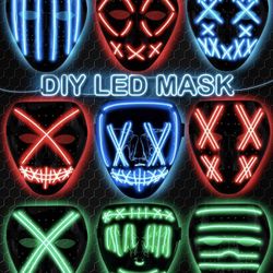 DIY Halloween Mask, The Forever Purge Mask Light up-BLUE