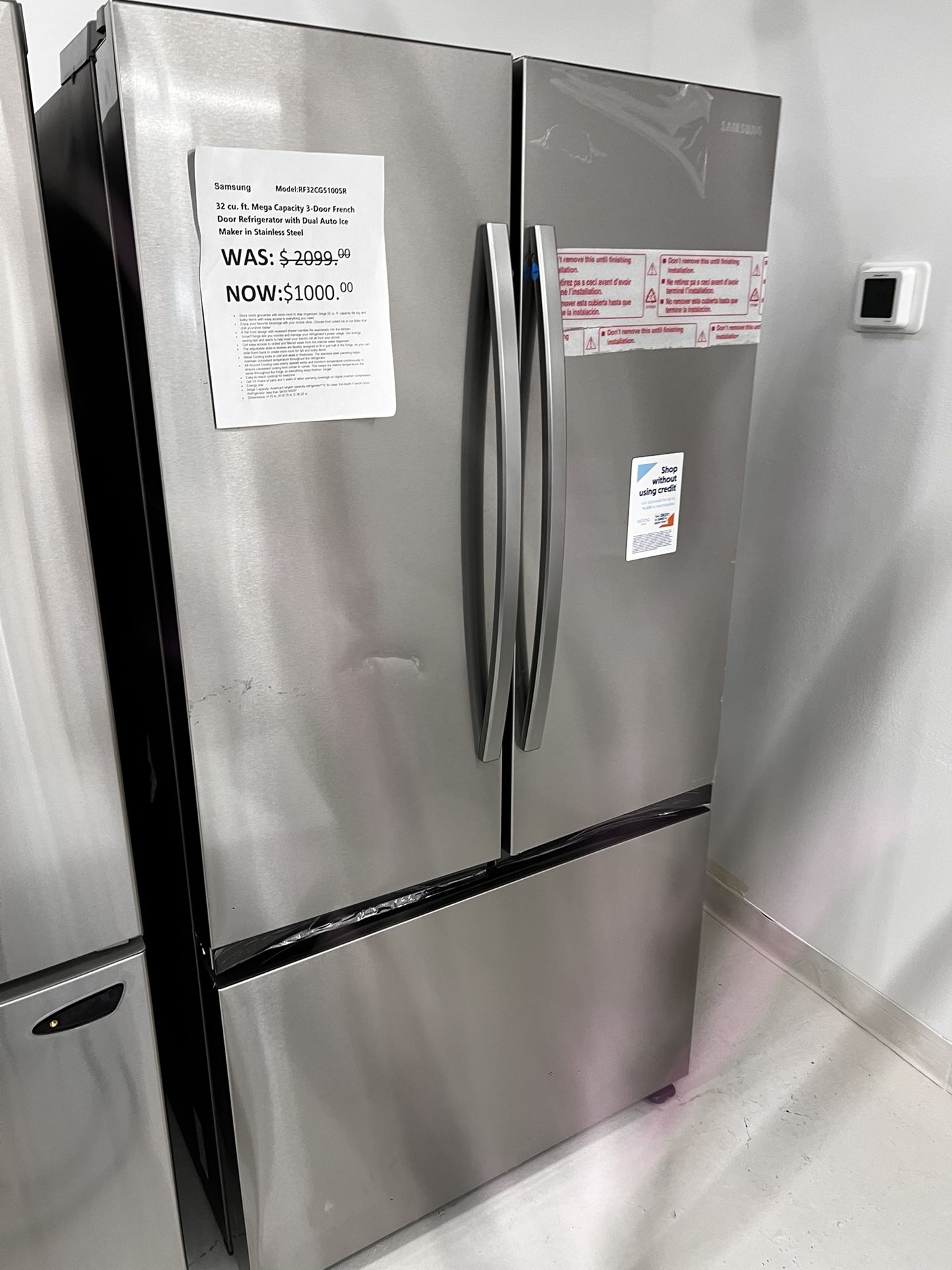 Samsung 32 cu. ft. Mega Capacity 3-Door French Door Refrigerator with Dual Auto Ice Maker in Stainless Steel