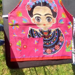 Frida Pink Apron With One Pocket