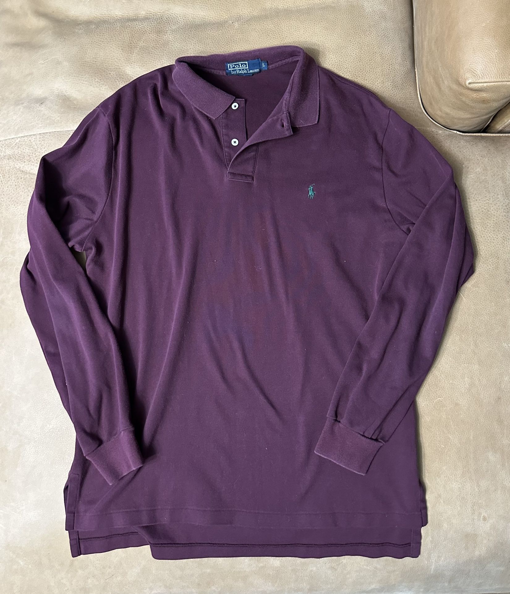 Men’s Maroon Polo Ralph Lauren Long Sleeve Polo Size Large