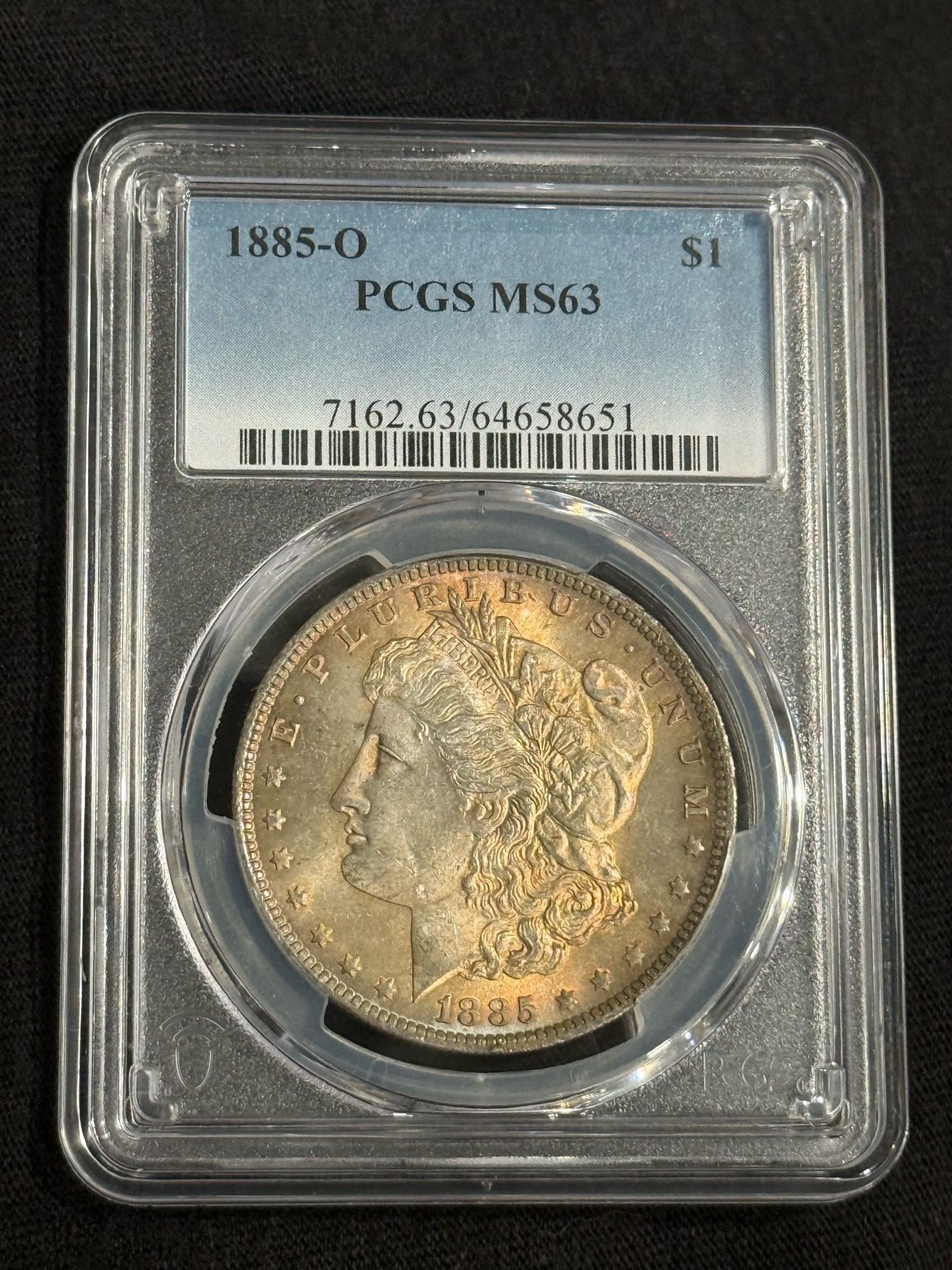 Toned Silver Morgan Dollar PCGS MS63 1885-O