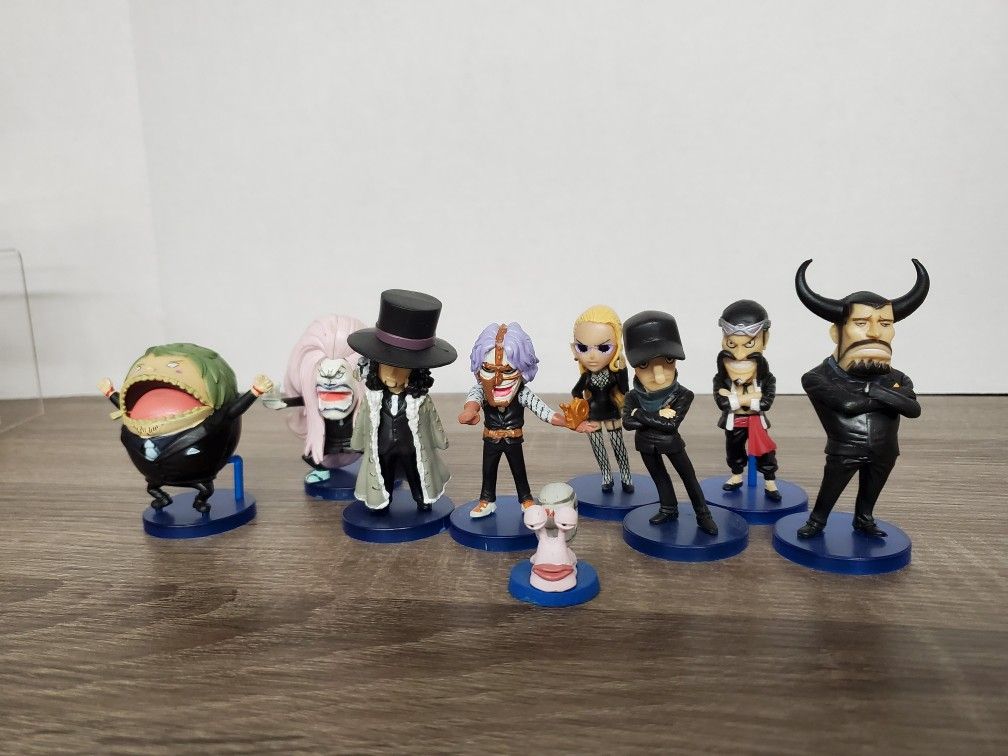 Japanese anime one piece set of 9 figure toy cp9 about 1-3.5 inches each rare