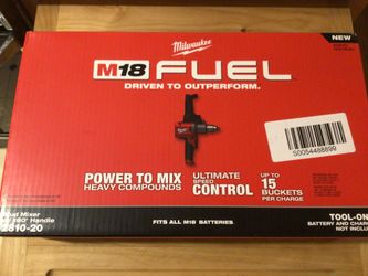 Milwaukee M18 FUEL 18V Lithium-lon Brushless Cordless 1/2 in. Mud Mixer .  Brand NEW.  Tool Only.   NUEVO.