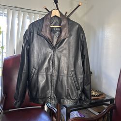 Remy Double Collar Butter Soft Leather Bomber Jacket Size 42 - Brown & Cognac