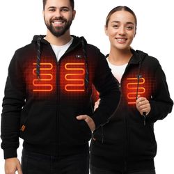 Brand New In Box HENNCHEE Heated Hoodies for Men Women with Battery Pack, Zip Up Hooded Sweatshirt, Heating Jacket Unisex Hunting Fishing