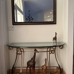 Glass Foyer Table, Entryway Table, Sofa Table With Mirror