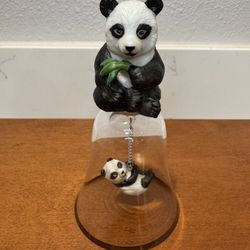 “Panda Playtime” Porcelain, Crystal, And Platinum Bell By Franklin Mint for IWF