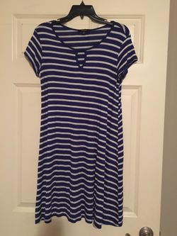 Like New royal blue and white striped swing dress Size small