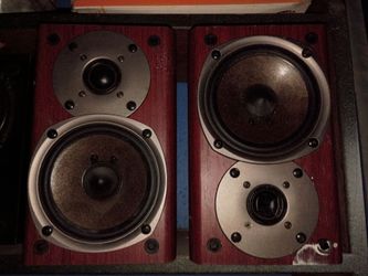 Bookshelf Speakers Pair Wood Cabinet