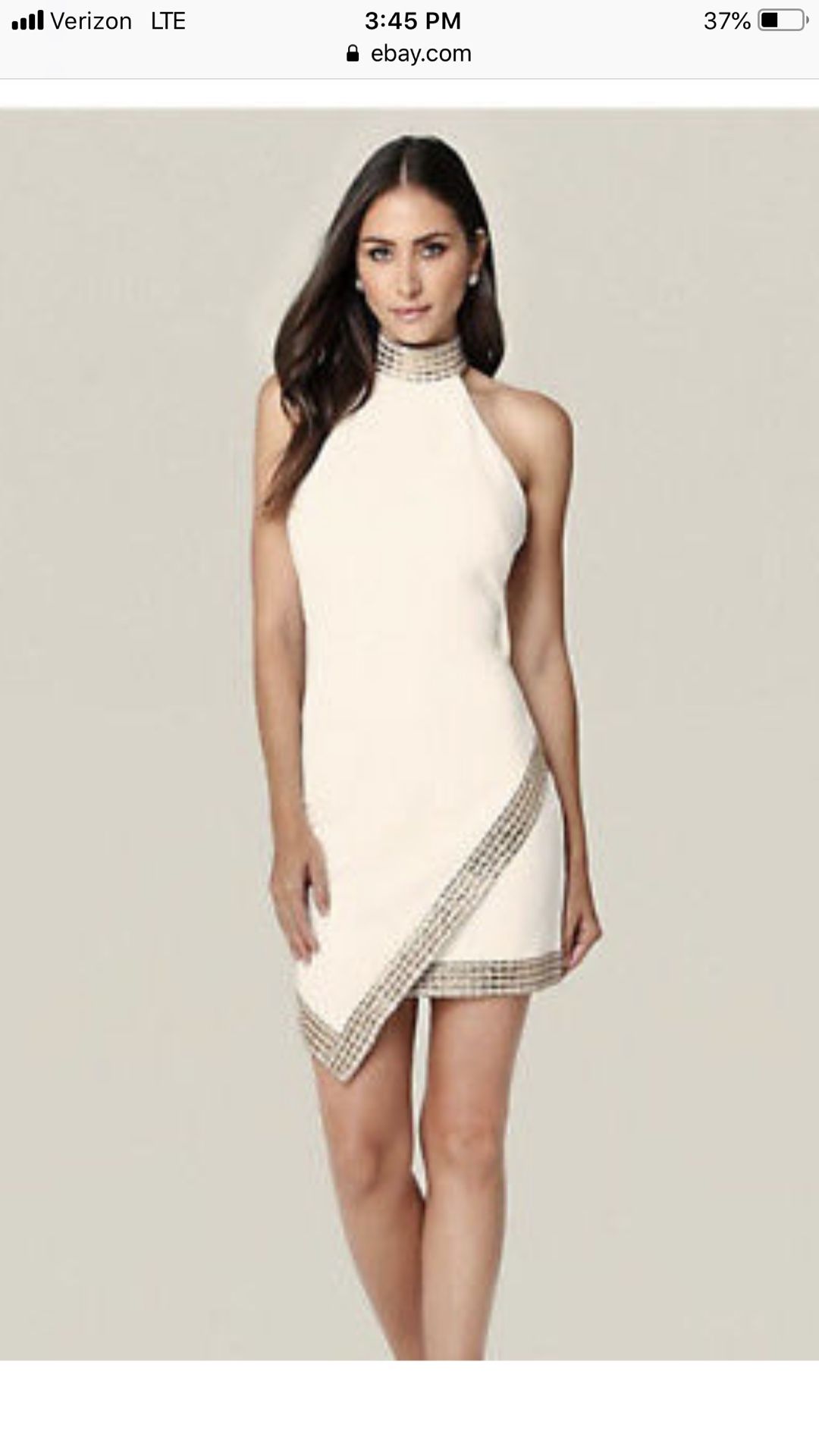 Bebe Hayley Embellished Dress In White Medium