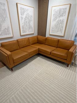 Couch - Corner Sectional in Distressed Vegan Leather