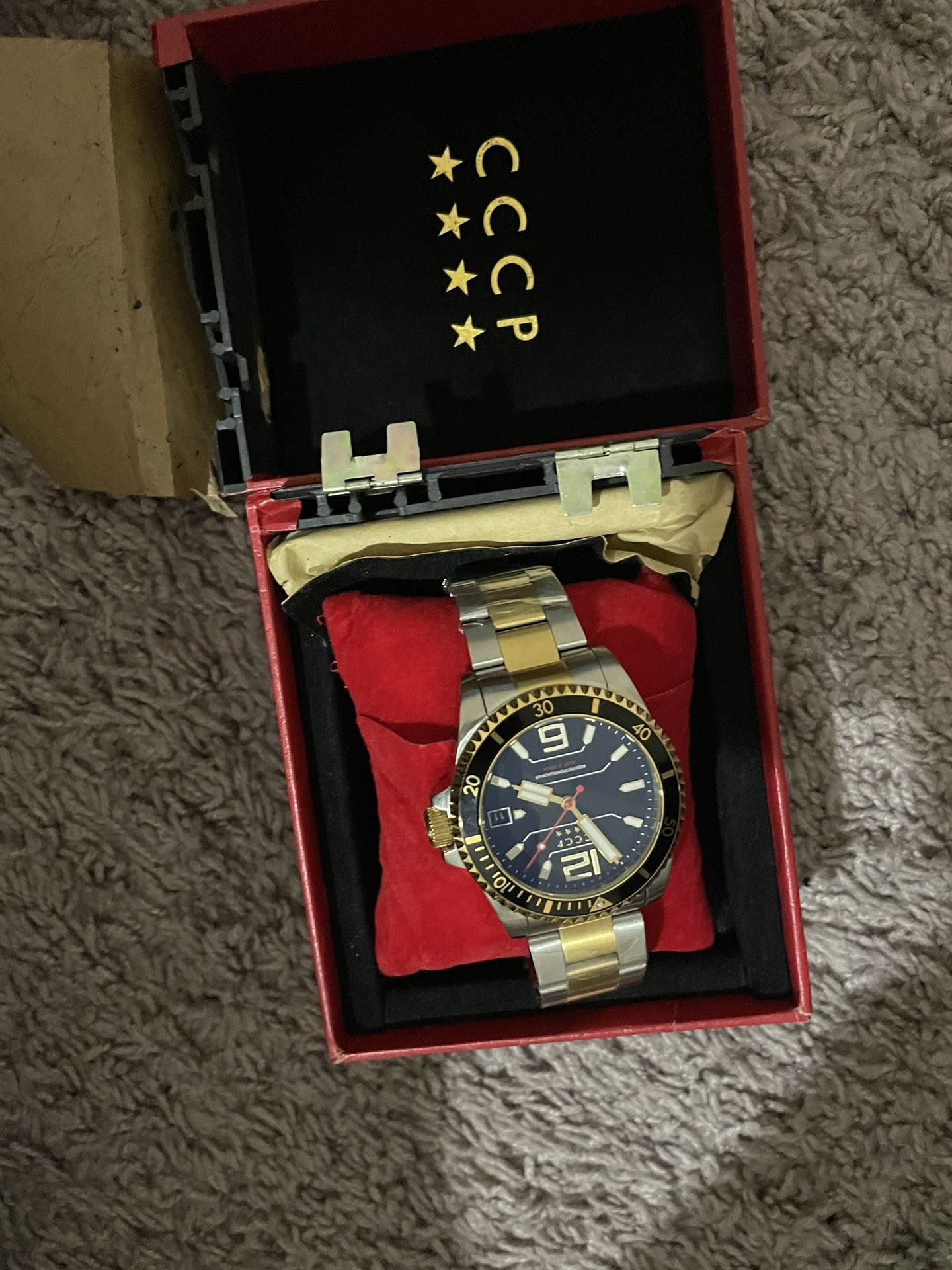Gold And Silver CCCP Watch With Black Dial