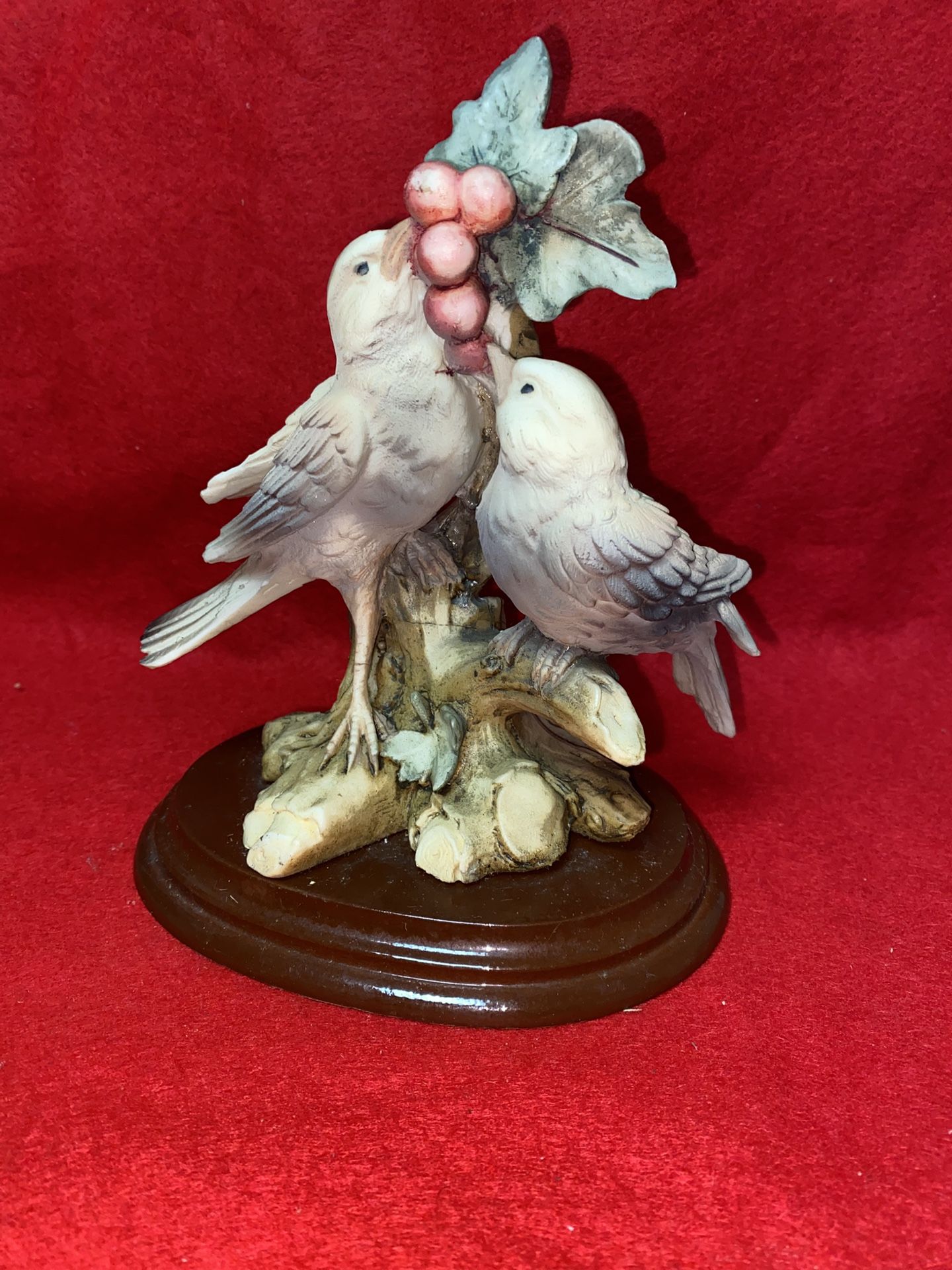 7.5 Inch Painted Alabaster Birds Statue Imported From Greece