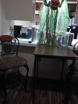Wood Top Dining Table with Metal Legs