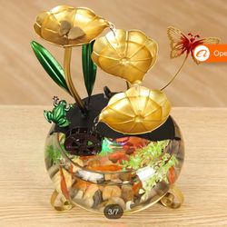TQX Lotus Leaf Indoor Fish Bowl Relaxation Tabletop Fountain