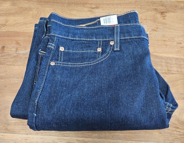 Mens LEVI'S 513 Slim Straight Stretch, 5 Pocket Blue Denim Jeans NWT 36Wx32L $70