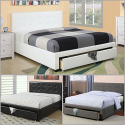 Queen White Platform Bed With Ortho Mattress Included!!