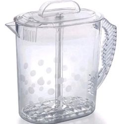 Retired Pampered Chef Quick Stir Pitcher Family Size 1 Gallon #2276   The plunger moves to stir the pitcher ingredients.  9” high, 8” wide   Pick up i