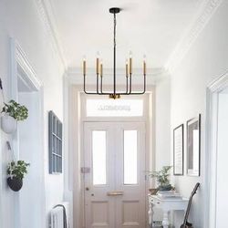 Classic 6-Light Traditional Fixture Black and Gold Farmhouse Candle Kitchen Island Chandelier L2
