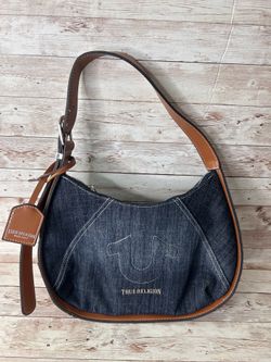 True Religion denim purse with brown ALL SALES FINAL leather trim