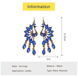 Peacock Earrings Vintage Hollow Out Design Teardrop Dangle Earrings Alloy With Diamonds Drop Earrings for Women Wedding Costume Prom Party Charm Fashi