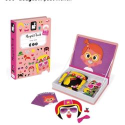 Janod MagnetiBook 66 pc Magnetic Girl Crazy Face Dress Up Game - Ages 3+ J02717