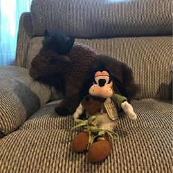 Bison and goofy stuffed animals