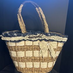 Large Woven Lace Fabric Heavy Duty Tote Bag