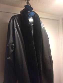 Men's full length Charles Kline leather coat