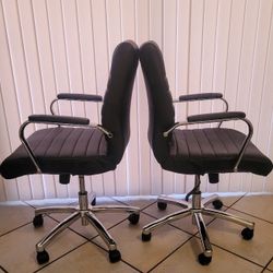 Black/Chrome Leather Executive Office Conference Chair, (Set of Two) [Read the info first]
